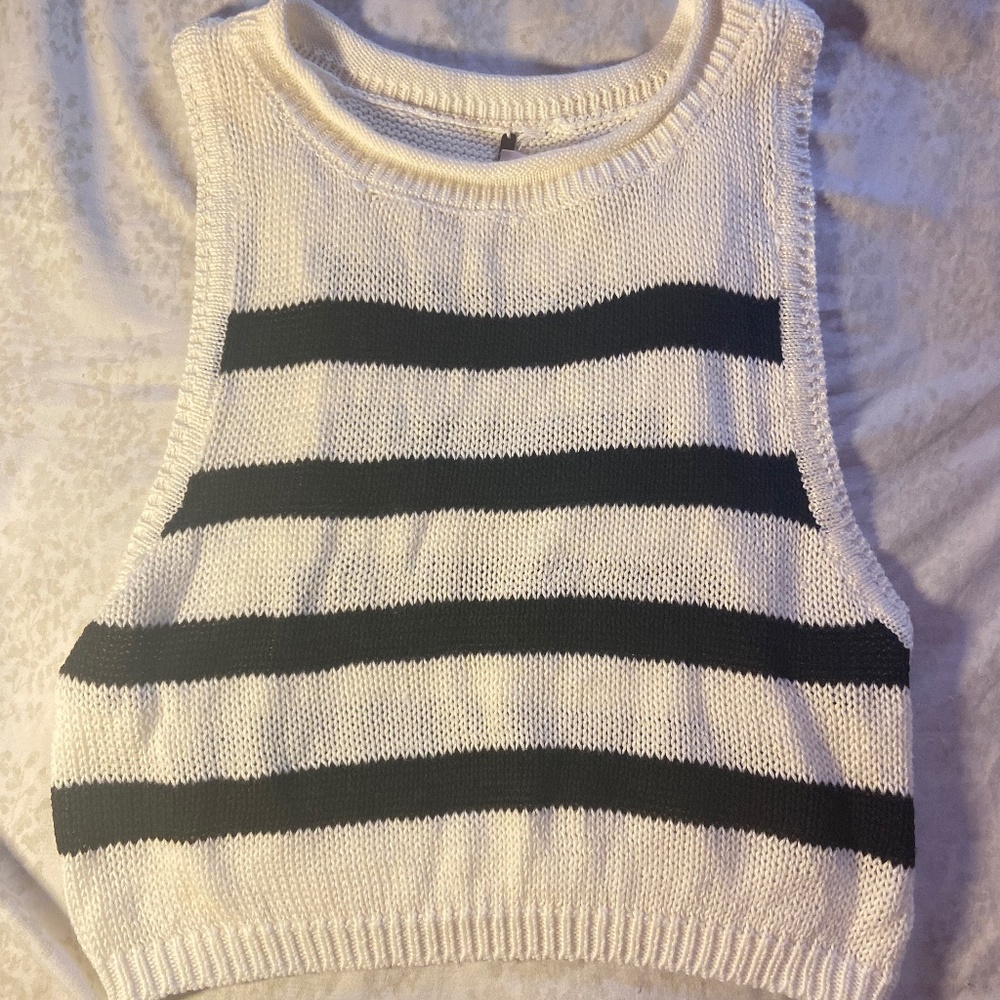 vintage poof couture b&w sweater vest